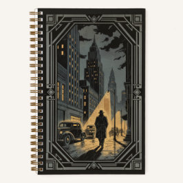 Vintage Film Noir City Rain & Art Deco Journal Notitieboek