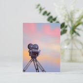 Vintage filmcamera zonsondergang briefkaart (Staand voorkant)