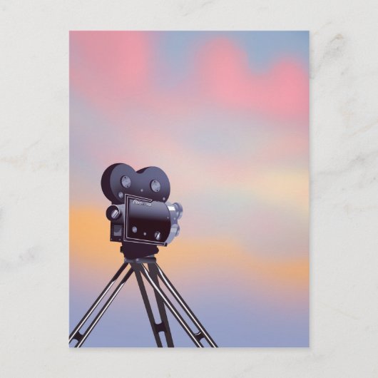 Vintage filmcamera zonsondergang briefkaart (Voorkant)