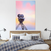 Vintage filmcamera zonsondergang canvas afdruk (Insitu (Slaapkamer))