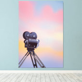 Vintage filmcamera zonsondergang canvas afdruk (Insitu (Houten vloer))