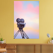 Vintage filmcamera zonsondergang canvas afdruk (Insitu (Woonkamer))