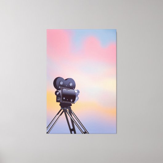 Vintage filmcamera zonsondergang canvas afdruk (Voorkant)