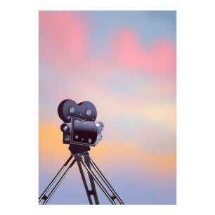Vintage filmcamera zonsondergang foto afdruk