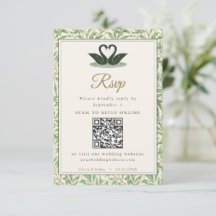 Vintage Fine Art Swan Sage Green Willow QR Code