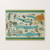 Vintage Finger Lakes 11x14 kaart Legpuzzel (Horizontaal)