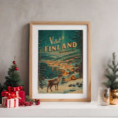 Vintage Finland Rovaniemi Rendier Poster