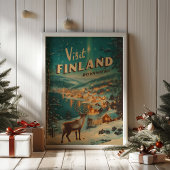 Vintage Finland Rovaniemi Rendier Poster
