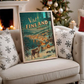 Vintage Finland Rovaniemi Rendier Poster