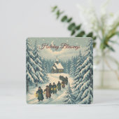 Vintage Finnish Winter Scene Feestdagenkaart (Staand voorkant)
