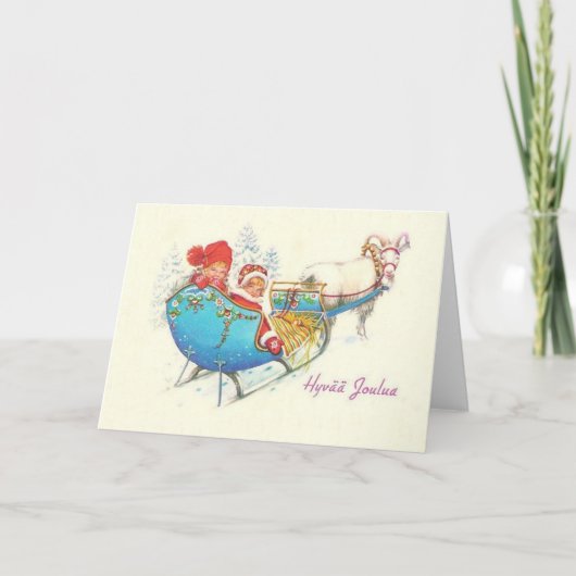 Vintage Finse Hyvää Joulua-kerstkaart Feestdagen Kaart (Voorkant)