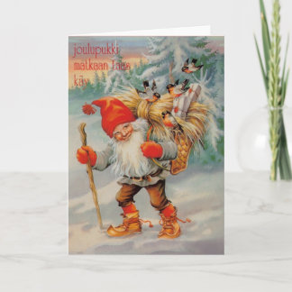 Vintage Finse Kerstkaart Joulupukki Feestdagen Kaart