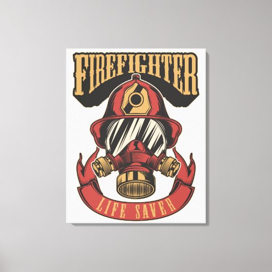 Vintage Firefighter Helmet Canvas Print (Voorkant)