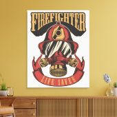 Vintage Firefighter Helmet Canvas Print (Insitu (Woonkamer))