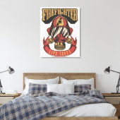 Vintage Firefighter Helmet Canvas Print (Insitu (Slaapkamer))