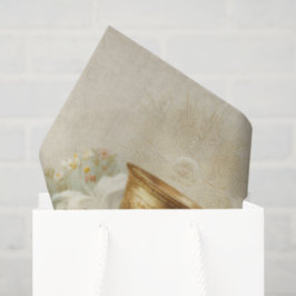 Vintage First Holy Communion Chalice White Lilies Tissuepapier