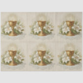Vintage First Holy Communion Chalice White Lilies Tissuepapier (Voorkant)