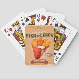 Vintage Fish and Chips Ad Pokerkaarten