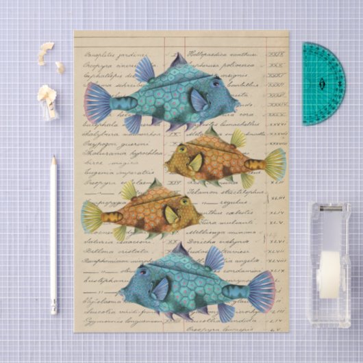 Vintage Fish decoupage Tissuepapier (Craft)