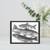 Vintage Fish Print Briefkaart (Staand voorkant)