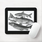 Vintage Fish Print Muismat (Met muis)