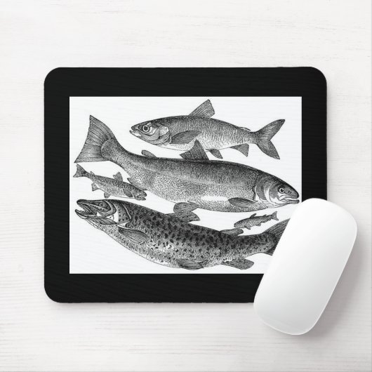 Vintage Fish Print Muismat (Met muis)