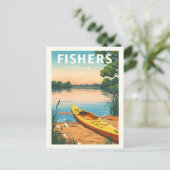 Vintage Fishers Indiana Briefkaart (Staand voorkant)
