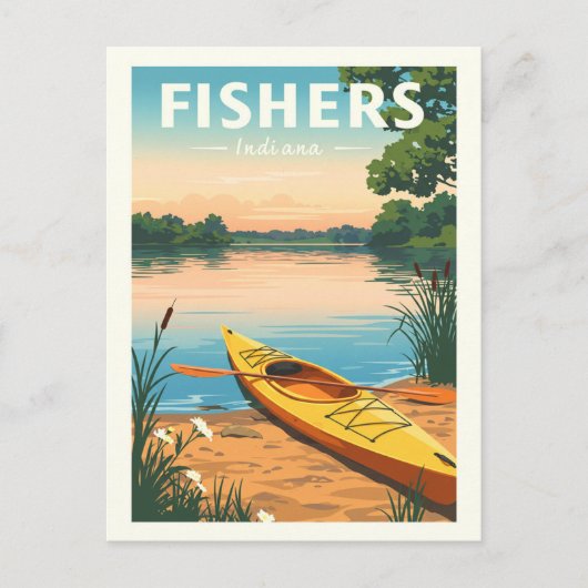 Vintage Fishers Indiana Briefkaart (Voorkant)