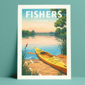 Vintage Fishers Indiana Briefkaart