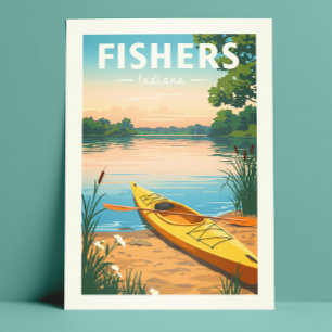 Vintage Fishers Indiana Briefkaart