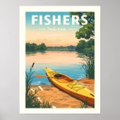 Vintage Fishers Indiana Poster (Voorkant)