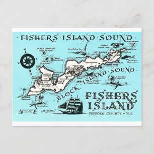 Vintage Fishers Island NY Kaart