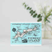 Vintage Fishers Island NY Kaart (Staand voorkant)