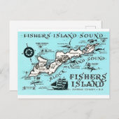 Vintage Fishers Island NY Kaart (Voorkant / Achterkant)