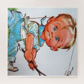 "Vintage Fishing Toddler" Legpuzzel (Horizontaal)