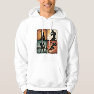 Vintage Fitness Silhouette Grid Workout T-Shirt Ar