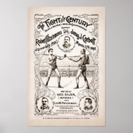Vintage Fitzsimons vs Corbett Boxing Poster