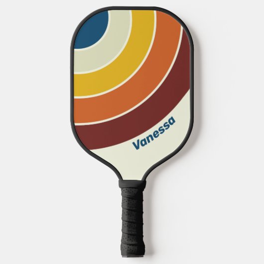 Vintage Five Circle Stripe met Naam Pickleball Paddle (Voorkant)
