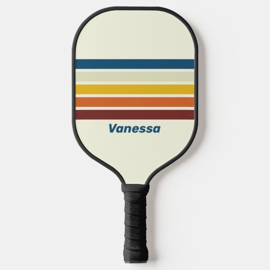 Vintage Five Strepen Dwars met Naam Pickleball Paddle (Voorkant)