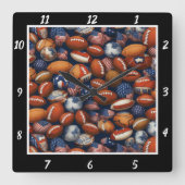 Vintage Flag Football Vierkante Klok (Voorkant)