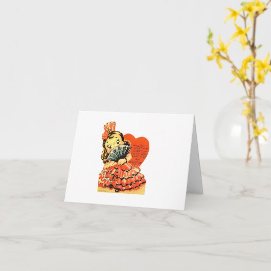 Vintage Flamenco Girl Valentijn Kaart (Gele Bloem)