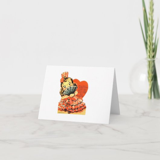 Vintage Flamenco Girl Valentijn Kaart (Voorkant)