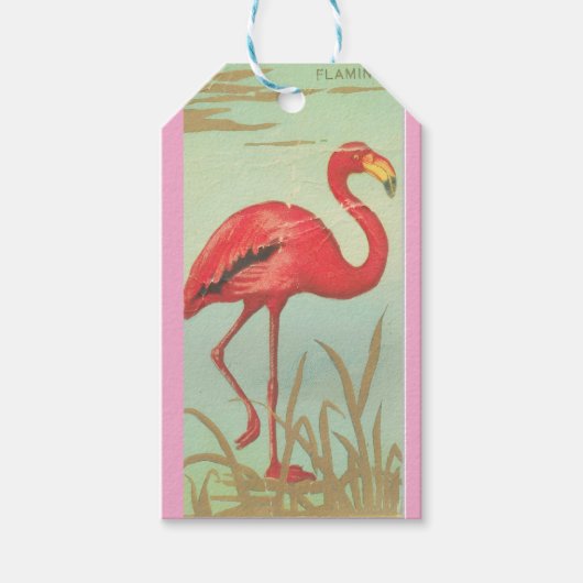 Vintage Flamingo Cadeaulabel (Voorkant)