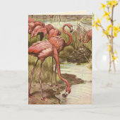 Vintage Flamingo Moederdagkaart Kaart (Gele Bloem)