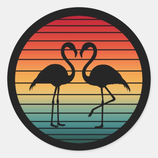 vintage flamingo ronde sticker (Voorkant)