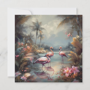 Vintage Flamingo Tropische Lagune Florida Kunst