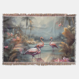 Vintage Flamingo Tropische Lagune Florida Kunst Deken