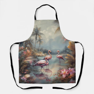 Vintage Flamingo Tropische Lagune Florida Kunst Schort