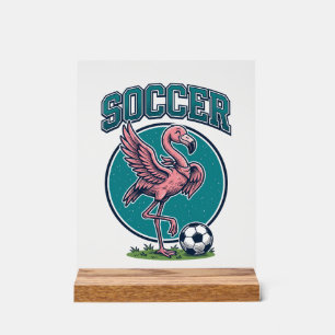 Vintage Flamingo Voetbalspeler Grafische T-shirt_1 Acryl Bord