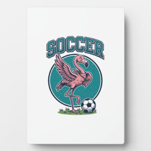 Vintage Flamingo Voetbalspeler Grafische T-shirt_1 Fotoplaat